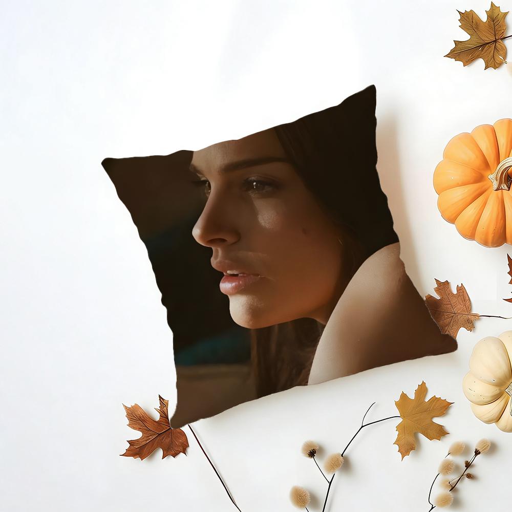 NNatalie Portman Cushion Cover Washable Linen Pillowcase Soft for Daily Sofa Bed Home Room Decor