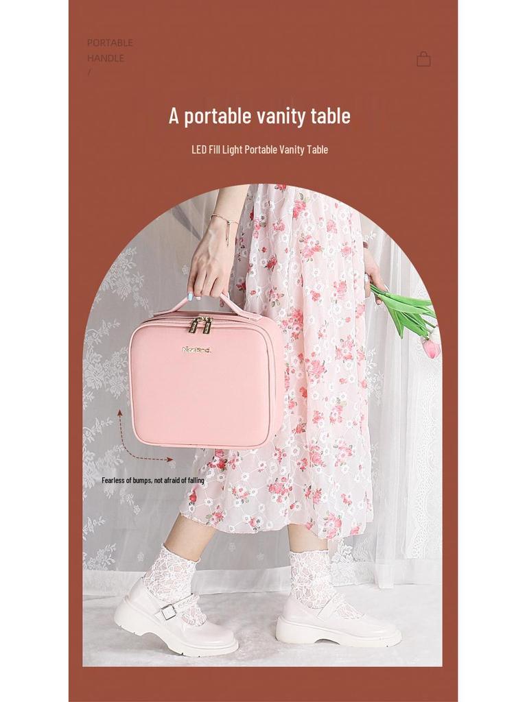 Přenosný kosmetický kufřík se světly a zrcadlem přes celou obrazovku