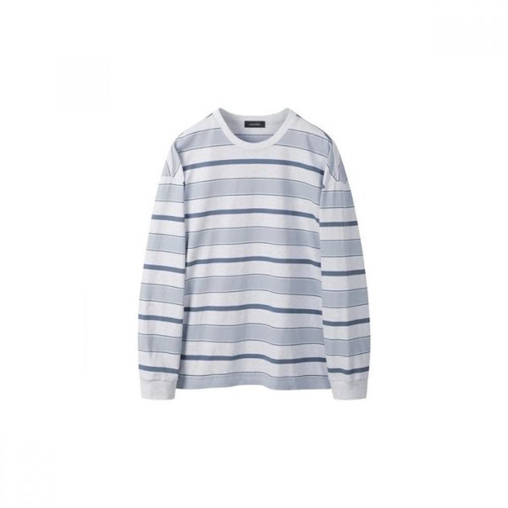 Customellow Grey STripe Long Sleeve T shirT cwTas25215gyx