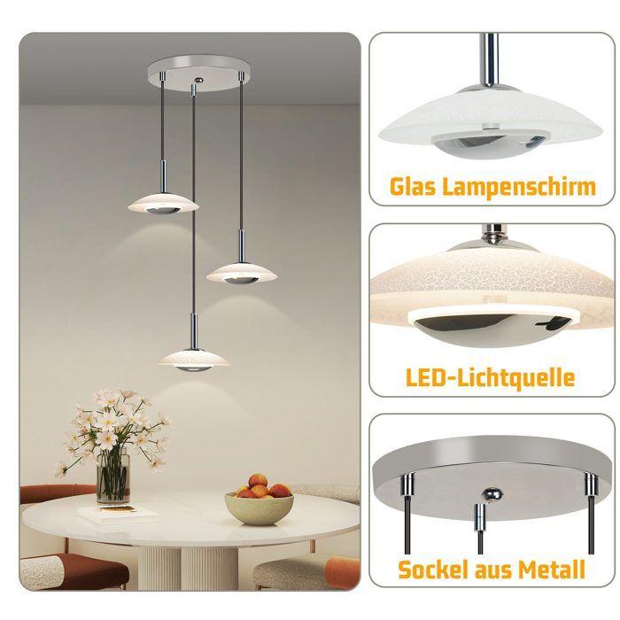 LED Pendant Lamp - NETTLIFE - 3-Light Model - White - 3000K (White Hot) - Diam. 25 Cm