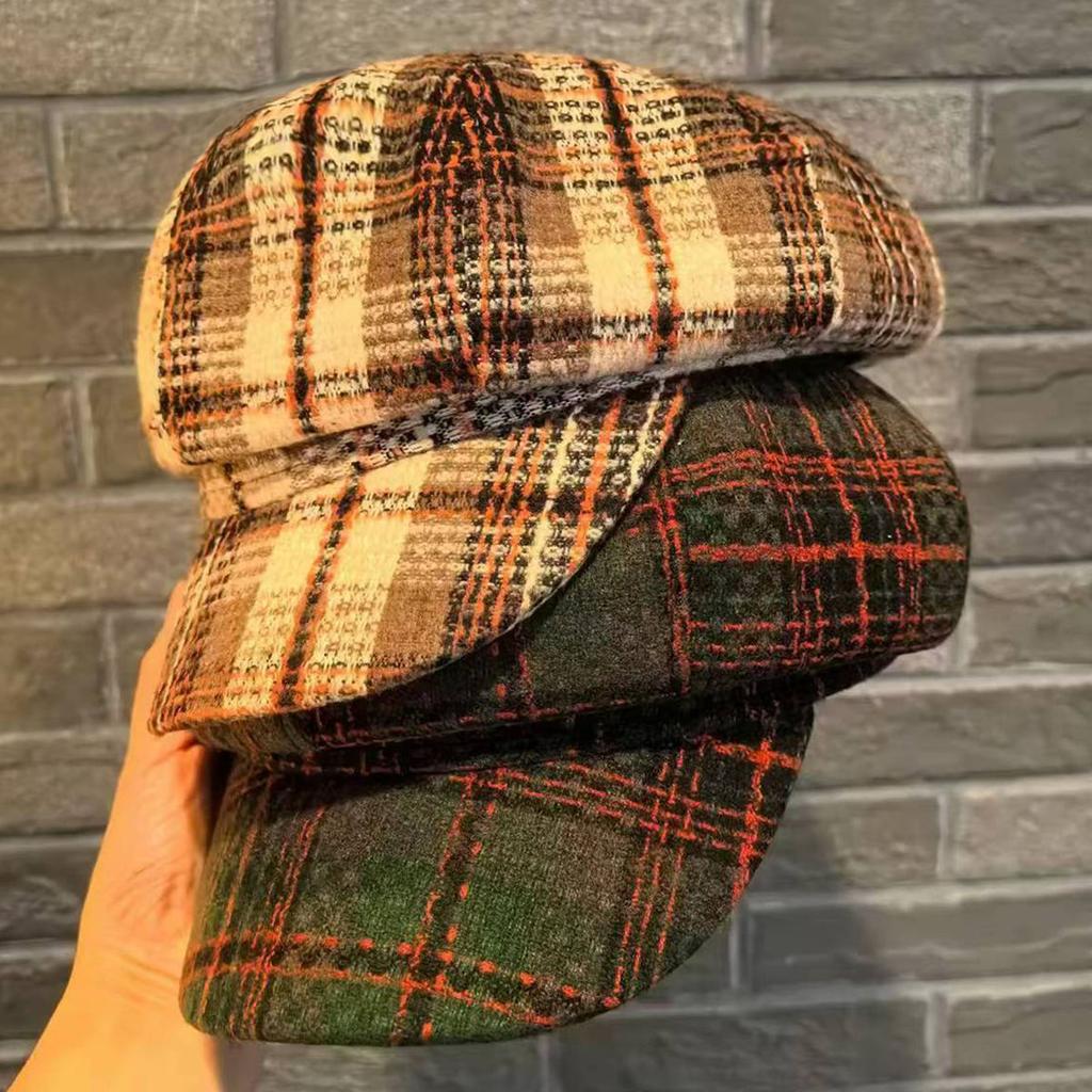 Paski Kaszkiet Damski Duckbill Granatowy Modny Kapelusz Ciepły i Polarowy Kapelusz Shake Fleece Modny Elegancki Retro Męski i Damski Zimowy Pogrubiony Beret