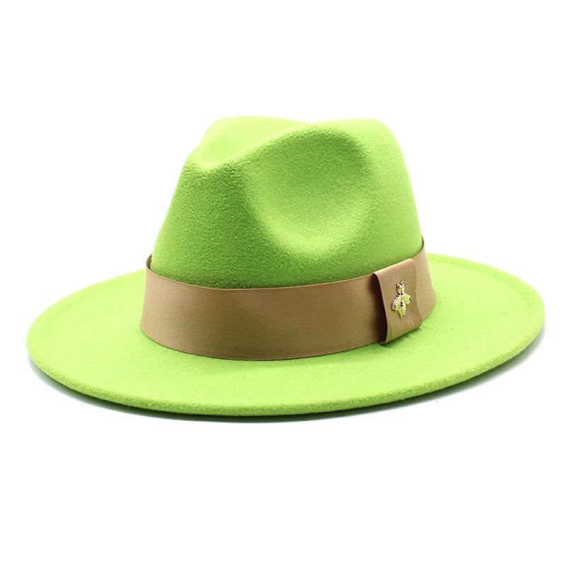 

2022 Элегантная осенне-зимняя фетровая шляпа-федора с пчелиной лентой в британском стиле, торжественная шляпа для церковной вечеринки, кепки для свадебного платья 56-58CM