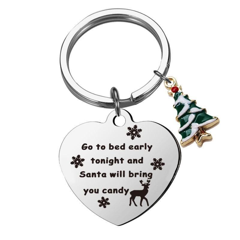 

Couple Heart Christmas Tree Pendant Keychain Stainless Steel Jewelry Pendant Stainless Steel Keychain for Backpack Bag Pendant 3*3CM