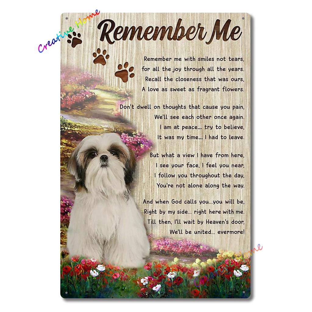 Dog Metal Tin Sign Shih Tzu Co. Bath Soap Wash Your Paws Printed Poster Bathroom Toilet Living Room Home Art Wall Decor 8X12inch