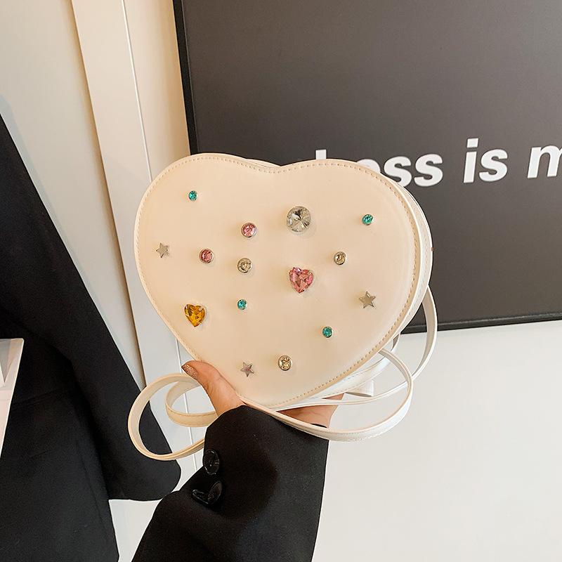 Niche Design Rhinestone Crossbody Bag for Women In Summer New Fashion Love Bow Solid Color Shoulder Bag Trendy