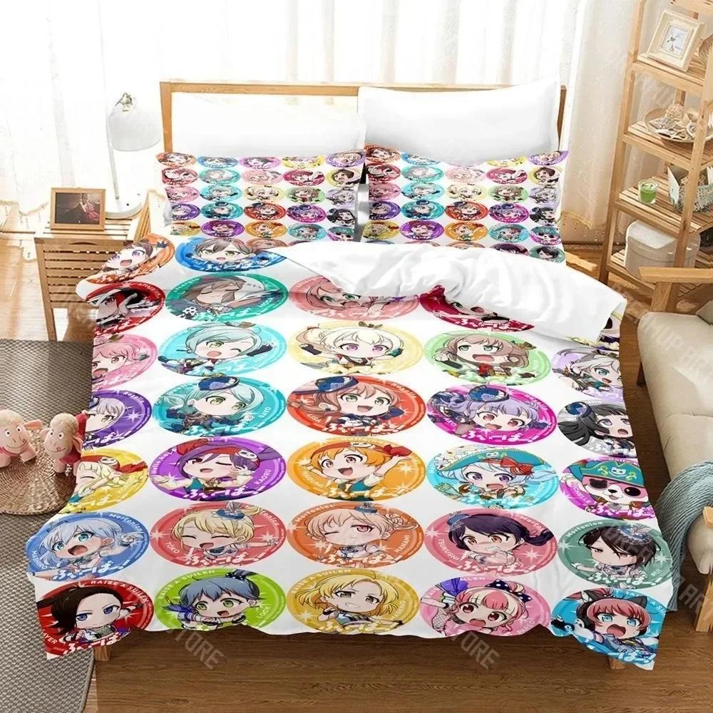 

3D Print BanG Dream! Girls Band Party Bedding Set Single Twin Full Queen King Size Bed Set Adult Kid Bedroom Duvetcover Sets EU Single 90x200cm