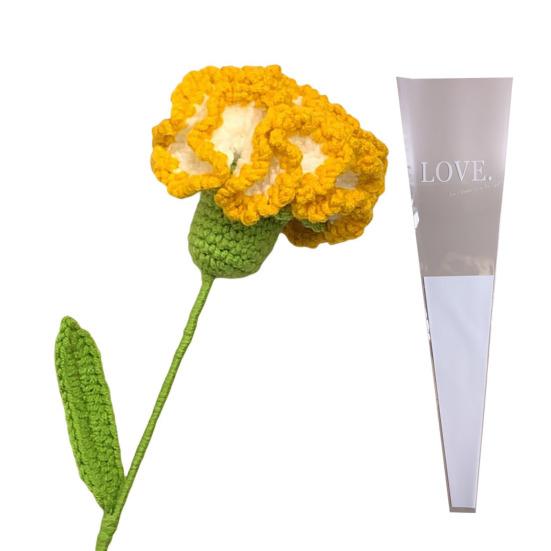 

Вязаная гвоздика, цветок ручной работы с шерстью, ручное вязание крючком, искусственная упаковочная сумка, домашний декор белый/жёлтый