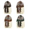 Leopard Print Fringe Cashmere Scarf Shawl For Women Soft Warm Winter Fashion Accessory Lightweight Warm Wrap