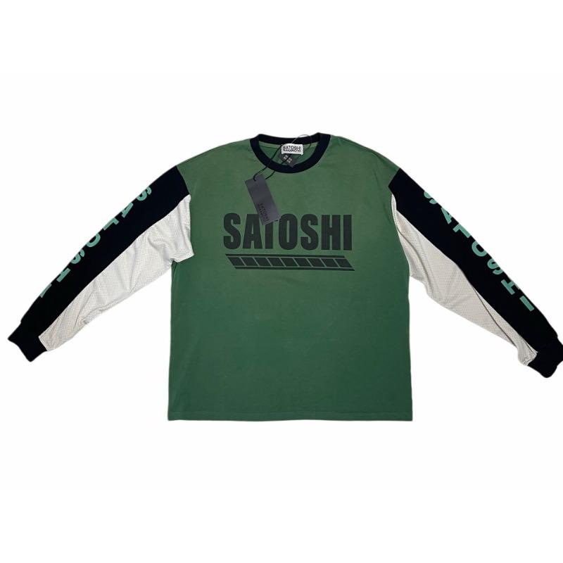 Satoshi Nakamoto Patchwork Vintage Maglietta a Maniche Lunghe Uomo Donna Oversize Stampa Lettere Streetwear Casual Top da Sovrapporre