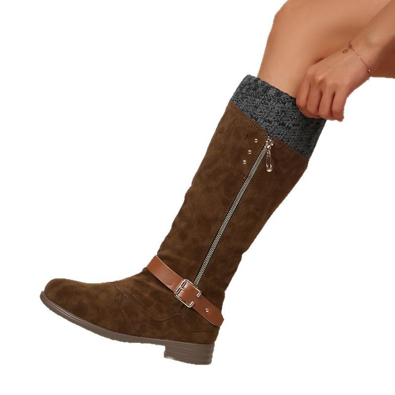 High Plus Size Martin Boots Autumn and Winter New Square Heel Side Zipper European and American Woolen Boots