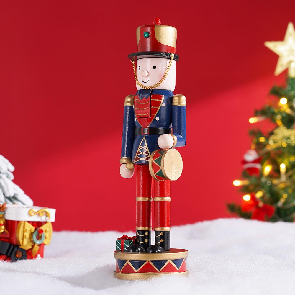 

30CM Christmas Nutcracker Green blue mahogany toy Gift Living Room tabletop decoration Decorated with vintage Christmas elements
