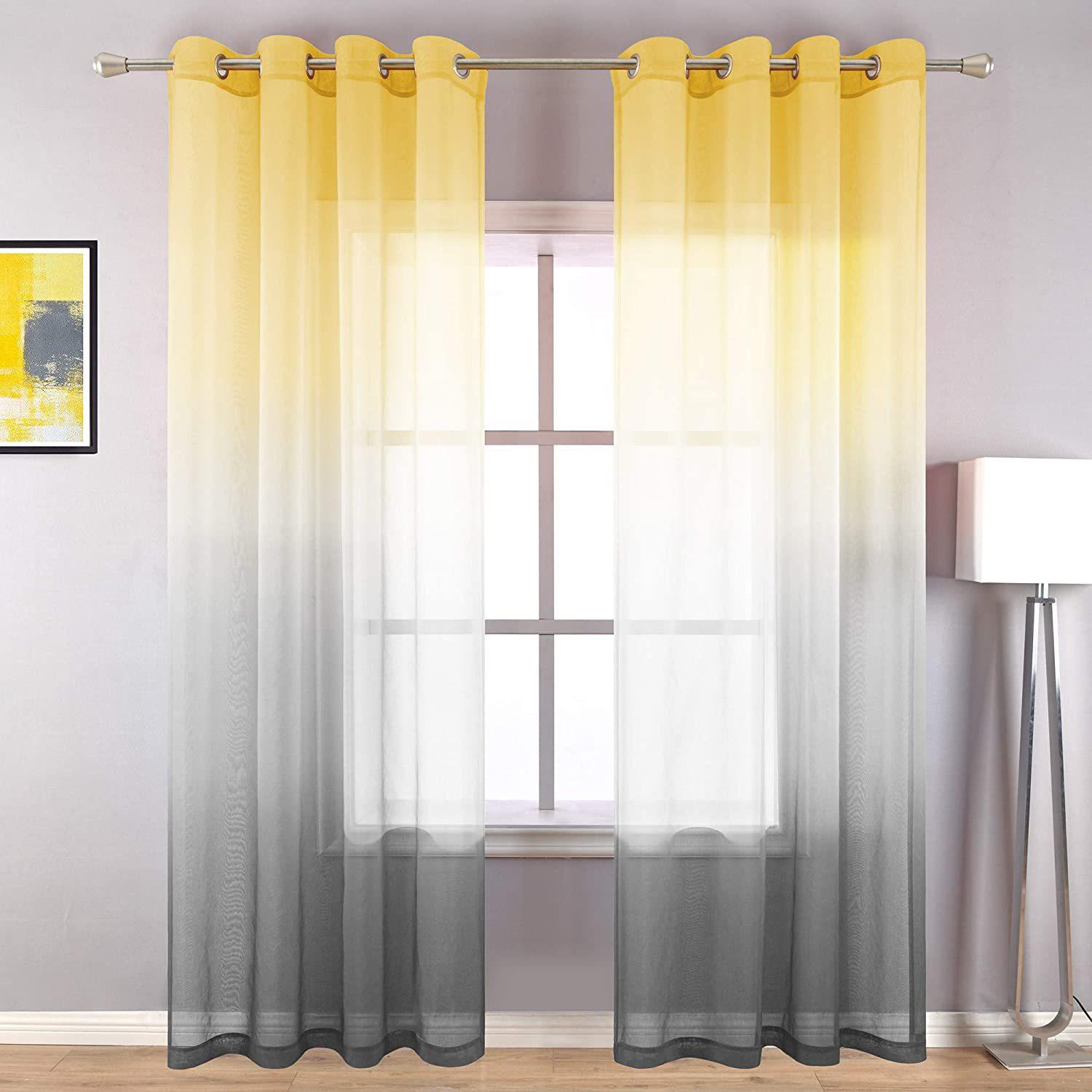

1 Panel Ombre Sheer Curtains - Semi Sheer Grommet Gradient Window Curtains for Bedroom and Living Room W100*H250CM
