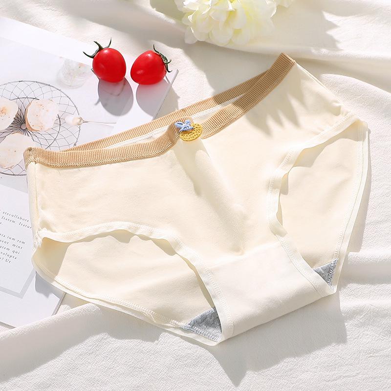 Women's Japanese Sweet Mid-Waist Pure Cotton Panties - Breathable Girly Triangle Shorts