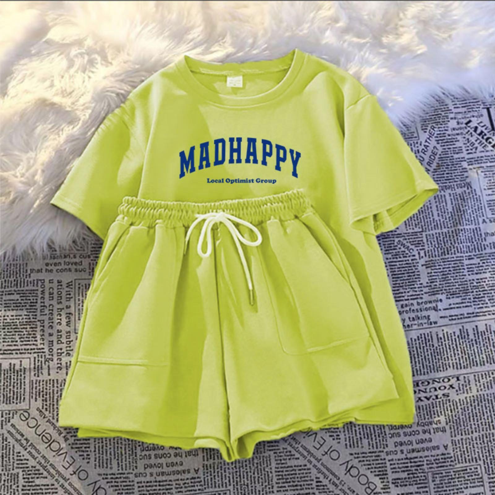 

Casual Two-piece Suit For Women Summer New Short-sleeved Shorts Running Loose Sportswear M