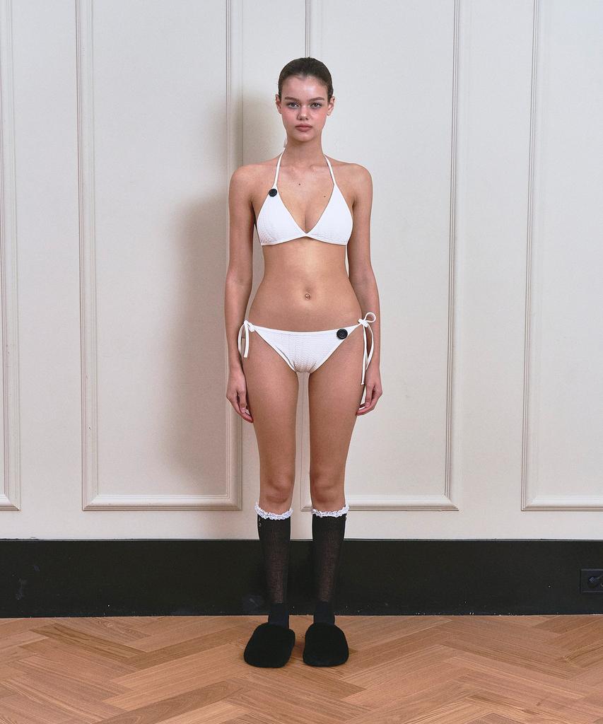 VINAJ Big Button Triangle Bikini Panties (White)
