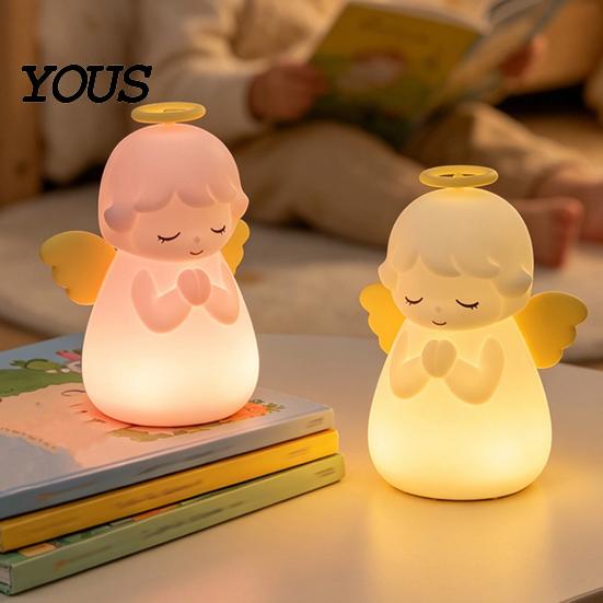 Adjustable Brightness Night Lamp Angel Tap Light, Squishy Bedside Lamp, 7 Color Changing 3?Level Dimmable LED Ambient USB Charging Light with