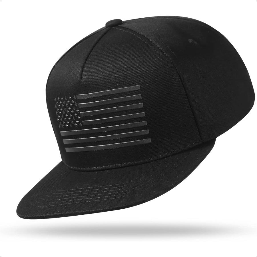 Baseball Cap Snapback Trucker Hat for Men Women with American Flag and Adjustable Breathable Mesh Flat Bill Hats
