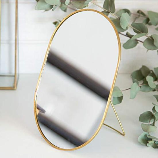 Oglindă de Masă Oglindă Kagami Oglindă de Masă Oglindă de Masă Antică Oglindă de Machiaj Elegantă de Tip Stativ Oval Cadru Alamă