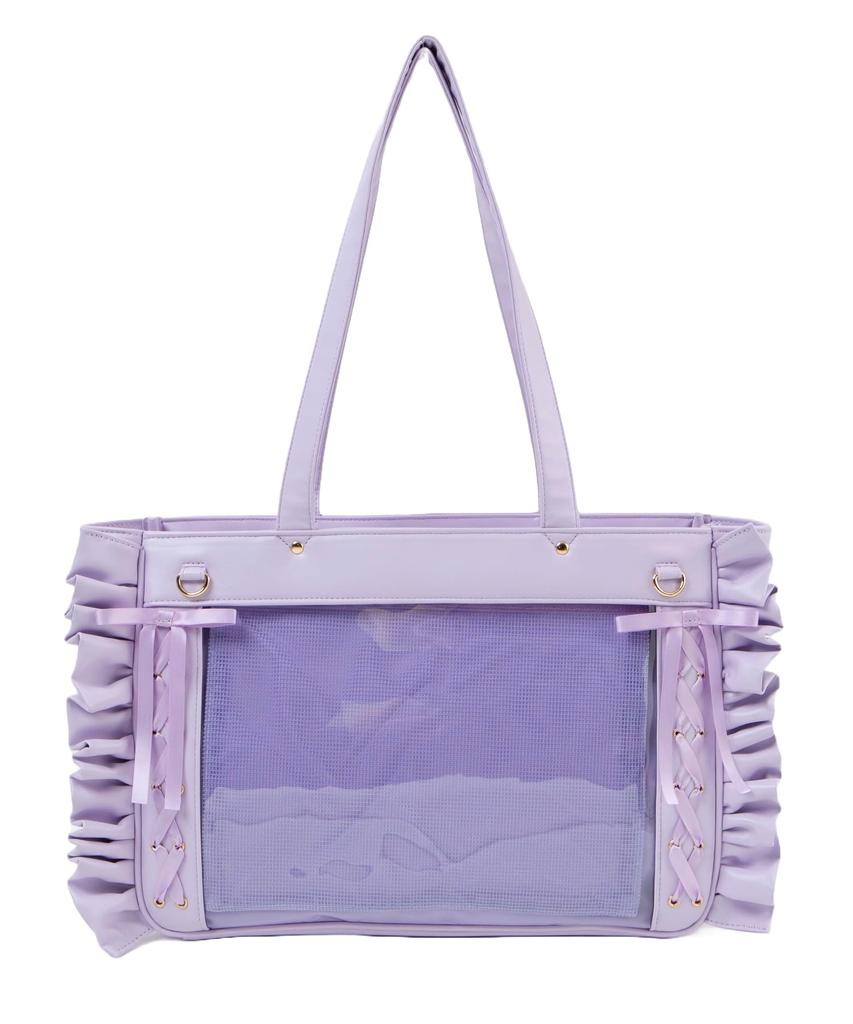 WEGO Sparkling Frilled Ita Decorative Clear Perfect for and Live Gift for Size Light Purple Lace-Up Bag, Bag, Bag, Multi-functional, Oshikatsu,