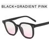Korean Style 2022 Retro Square Studded Sunglasses - Black Frame with Tea Tint