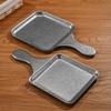 1PC Retro Stainless Steel Square Plate Creative with Handle Flat Bottom Plate Can Hold Fried Chicken Snack Tableware