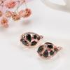SIMJOO Rose Gold Earrings Fashion Classic Black Zircon Party Earrings