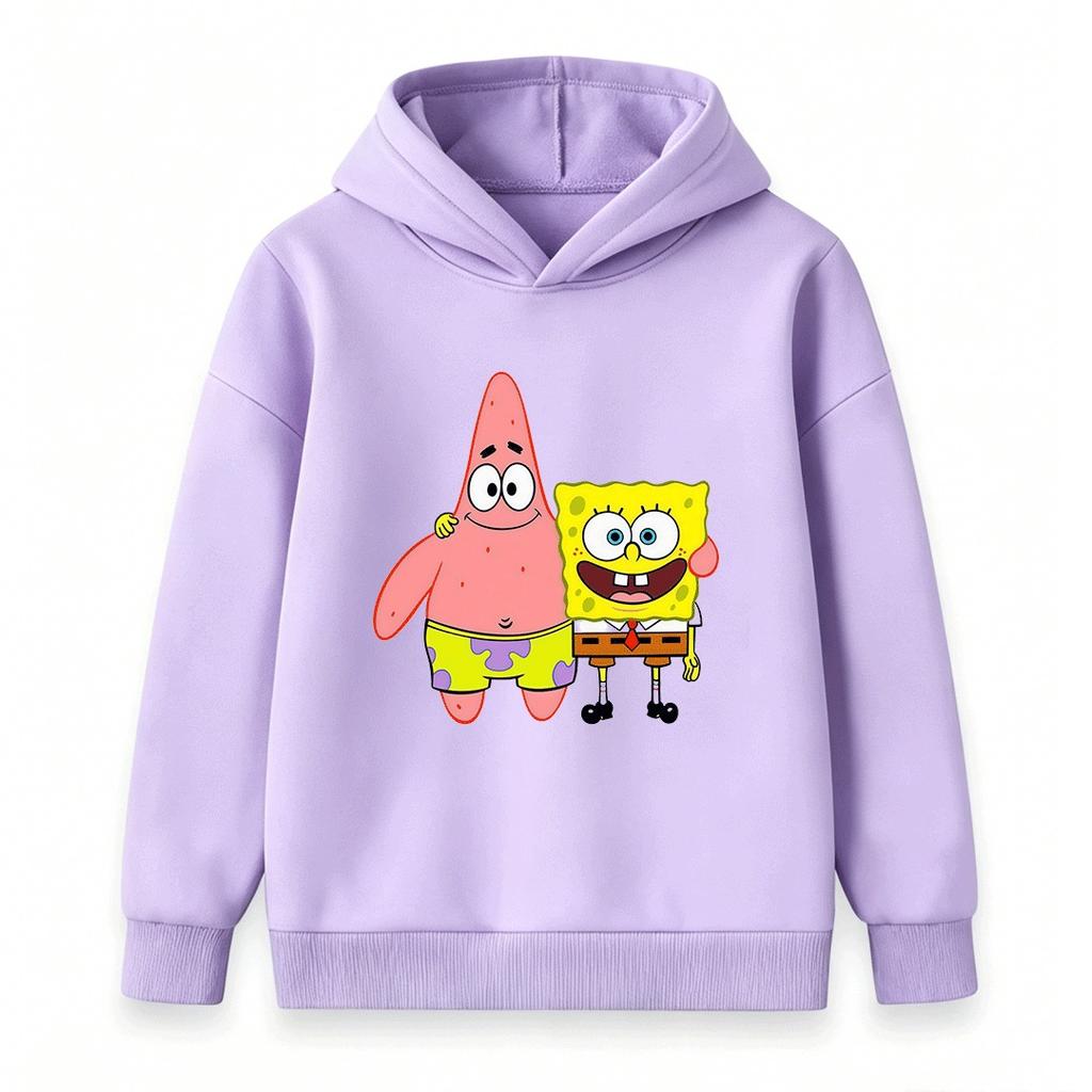 Kids Boys Girls Hoodie, Cute Cartoon Star Sponge Printed Pullover Hooded Sweatshirt Casual Warm Top for Toddlers