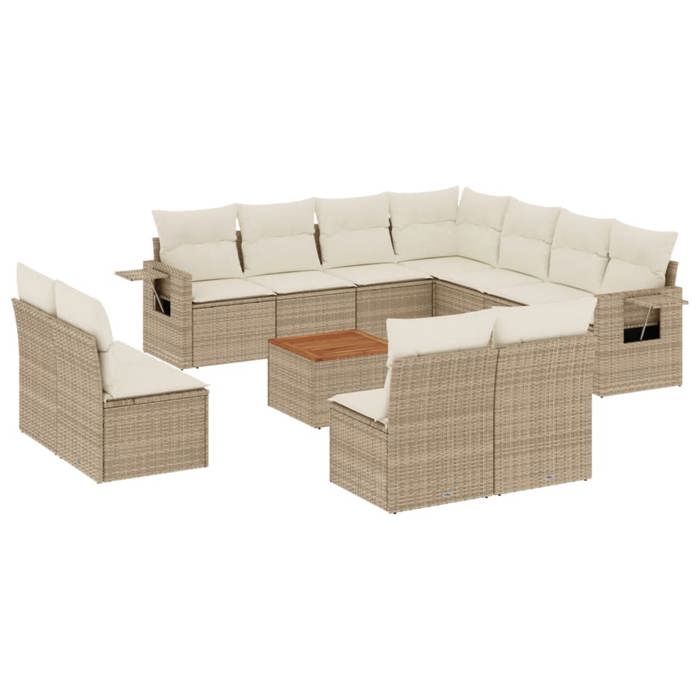 VidaXL Salon de Jardin avec Coussins 12 pcs, Canapés de Terrasse, Ensemble de Meubles de Patio, Mobilier d'Extérieur, Beige 3256954