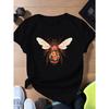 Women Plus Size Floral Bee Print Sports Short Sleeve T-Shirt