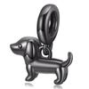 Silber Charm schwarzer DACHSHUND Anhänger Perlen Silber 925