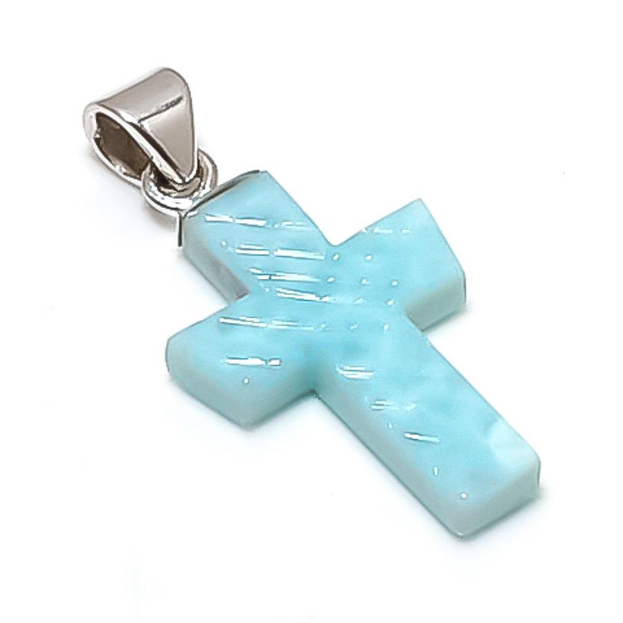 Natural Larimar Gemstone Handmade 925 Sterling Silver Jewelry Pendant 1.38" n6S72