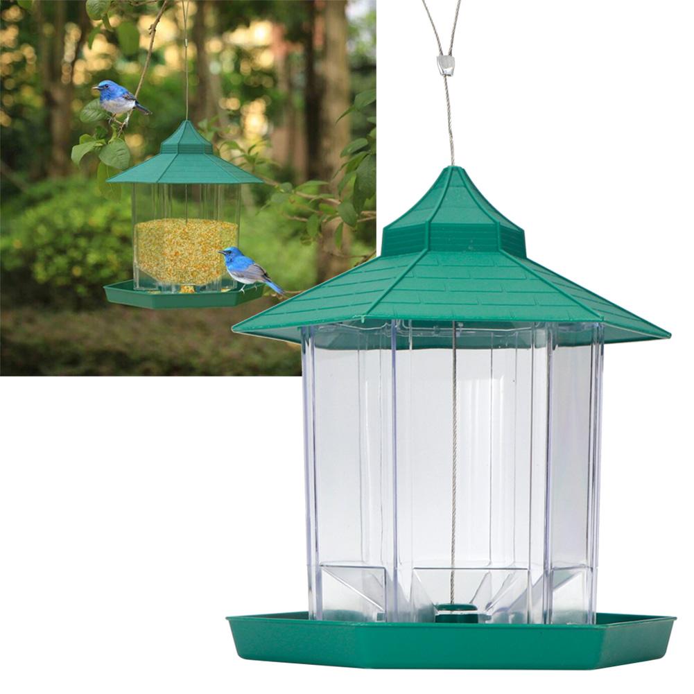 Waterproof Hanging Plastic Transparent Bird Feeder Feeding Tools for Outdoor Garden Yard