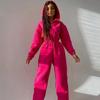Sports Casual Women's Zipper Decorative Hooded Jumpsuit Jumpsuit