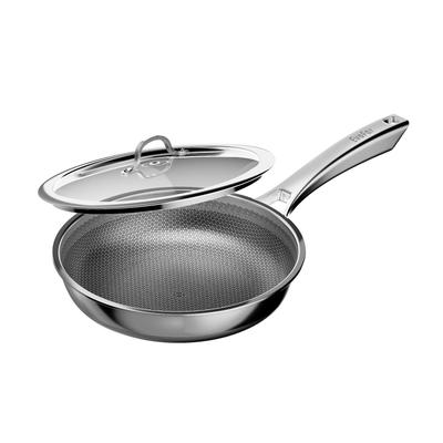 EvoFar 28cm Stainless Steel Hybrid Non-Stick Frying Pan with Lid, PFOA-Free, Suitable for Induction and Gas Cooktops