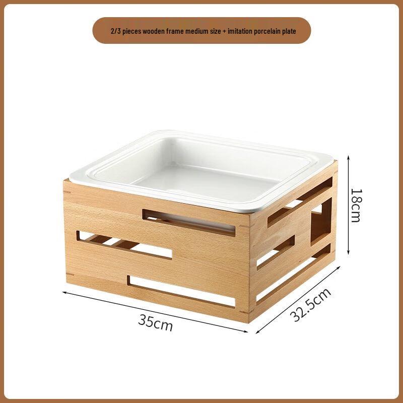 Hotel Restaurant Buffet Serving Tray with Wood Frame