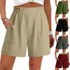 Damen Bermudashorts Mit Taschen Kordelzug Elastischer Bund Leinen-Shorts Lässige Strandurlaub Sommerkleidung