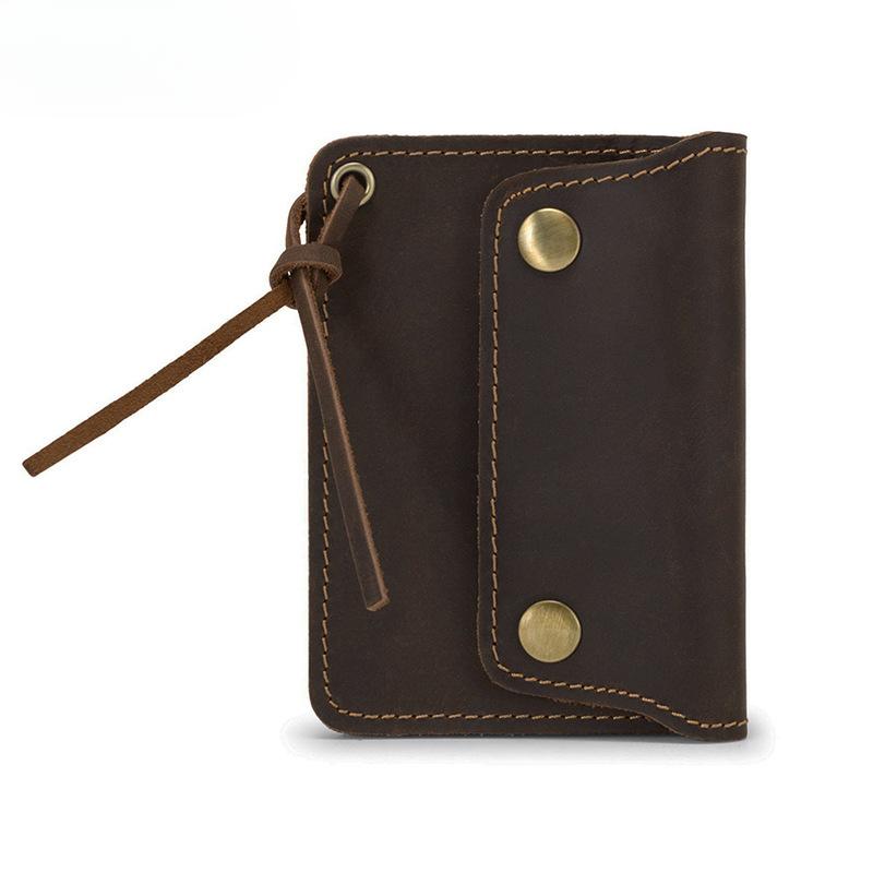 

Винтажный маленький кошелек мини-маленькая сумка короткий кошелек из натуральной кожи мужской кошелек для монет кофейный