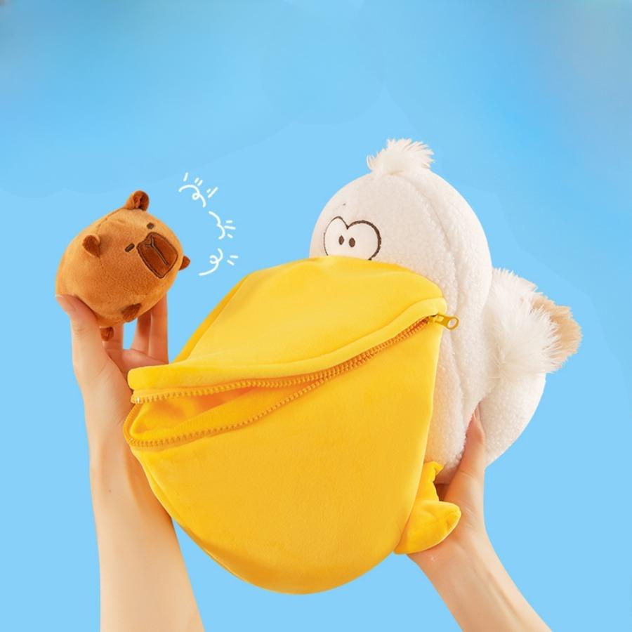 Pelikan Capybara Plüschtier Großer Mund Vogel Plüschtier Capybara Plüsch Flauschiges Spielzeug Cartoon Süßes Tier Stofftier Geburtstag Geschenk