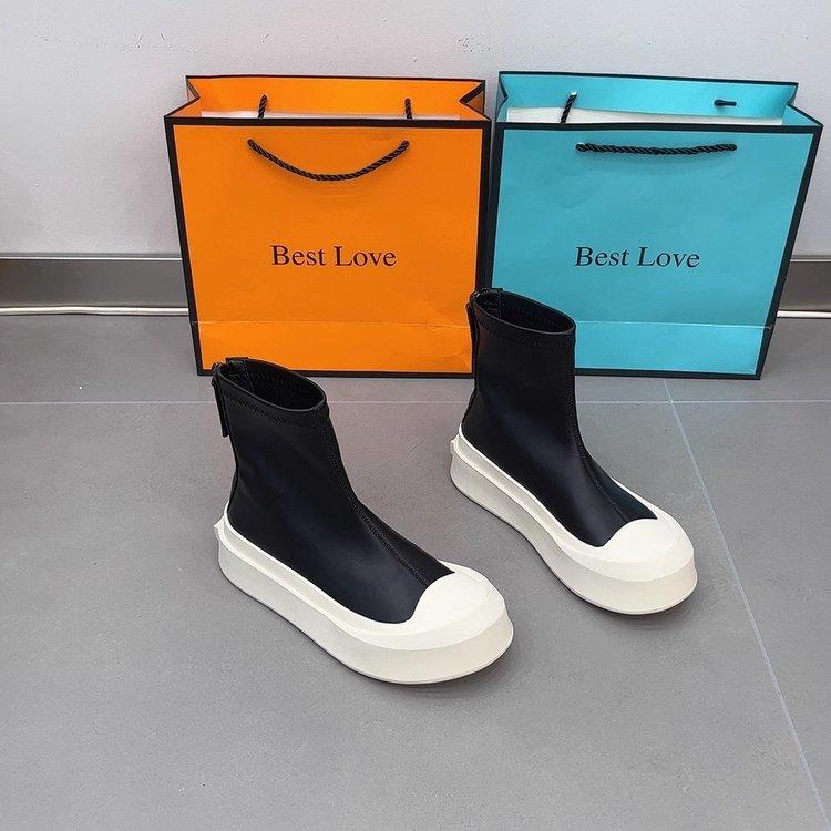 2025 New Platform Women Ankle Boots High Quality Soft Leather Autumn Winter Ladies Thick Sole Casual Shoes Female Botas De Mujer