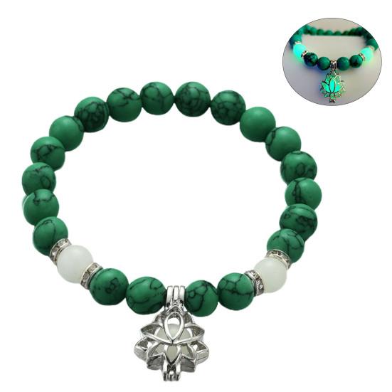 Women Bracelet Faux Turquoises Luminous Floral Jewelry Elastic Beads Bangle Jewellery Gift