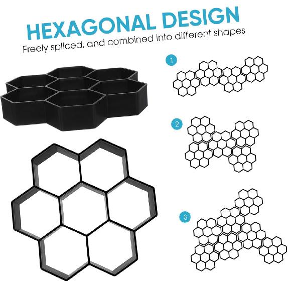 Concrete Brick Mold Hexagon Concrete Moulds DIY Cement Floor Tile Mold for Garden Driveway Walk Maker Cement Molds