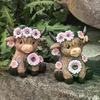 Valentine's Day Highland Cow Figurines Love Heart Rose Highland Cow Gnomes Scottish Resin Statue Calf Lovers Romantic Gifts for Home Kitchen Office Ti