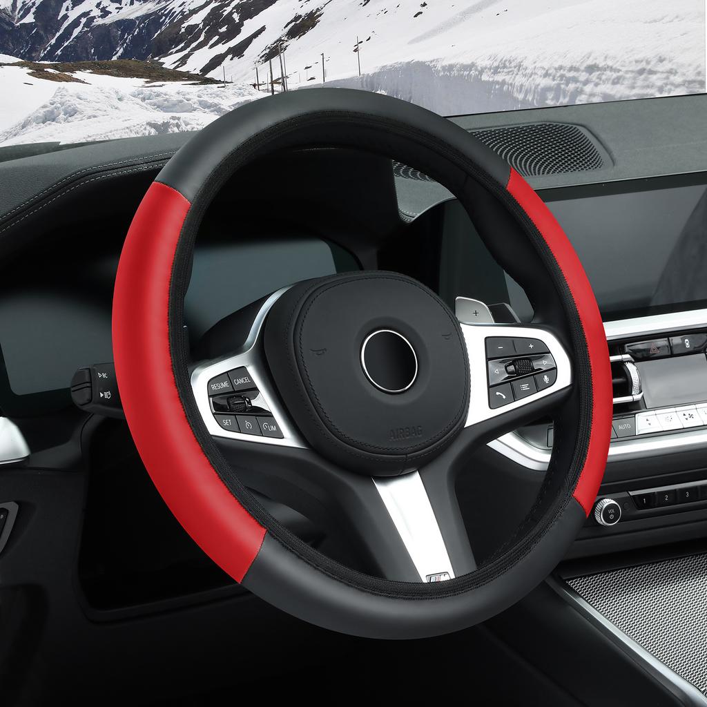 Car Steering Wheel Cover No Inner Ring Anti-Slip PU Leather Steering Wheel Cover - Sport Style Auto Interior Styling Accessory