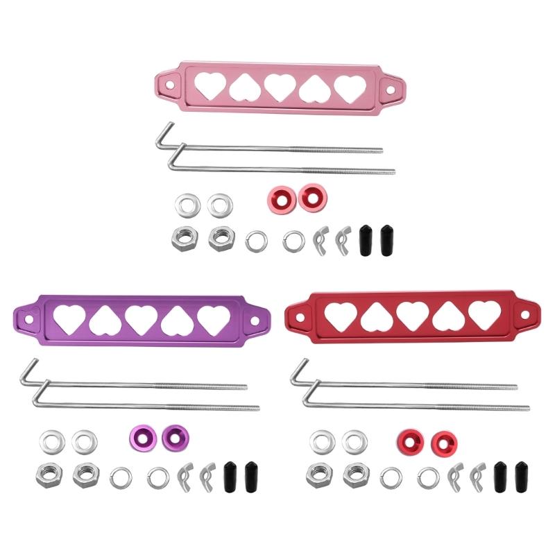 Anodized Metal Battery Hold Down Bracket Kit for Car or Motorcycle, Secure Battery Mounting Bars for Service Use