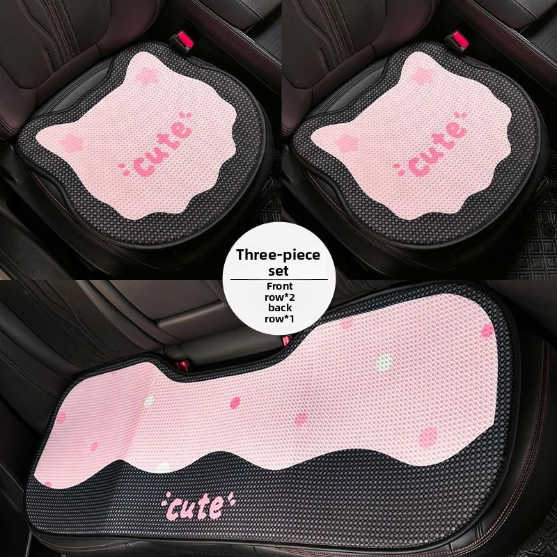 Cat Cute Bow Cartoon Animal Car Seat Cover Car Interior Cushion Decoration Set
