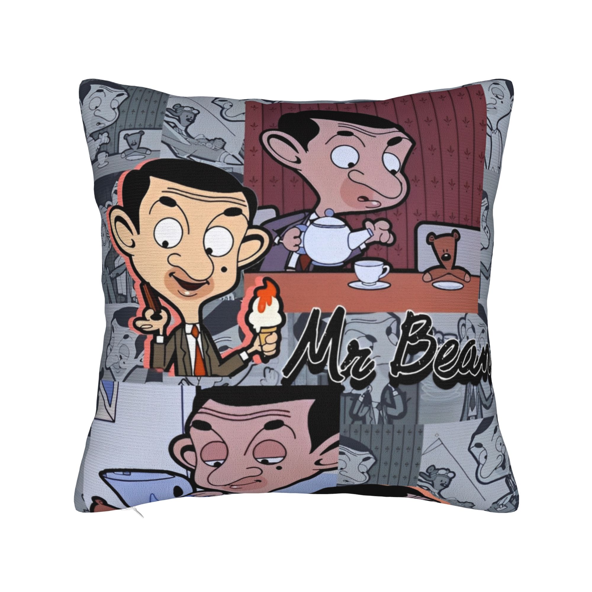 

Mr Beans Square Pillow Case Cushion Covers Awesome Polyester Decor Pillowcase for Sofa 18x18 50x50cm 20x20in