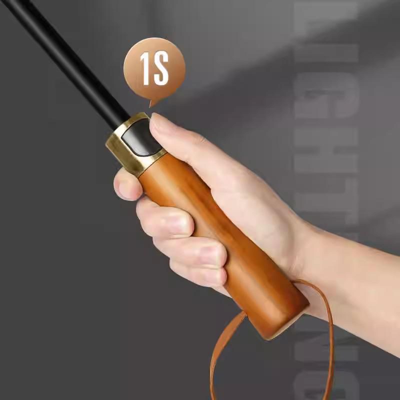 Automatic Wooden Handle Golf Umbrella: Long Handle, Double Person, Sun & Rain Protection, Men's Business Gift, Customizable Advertising.