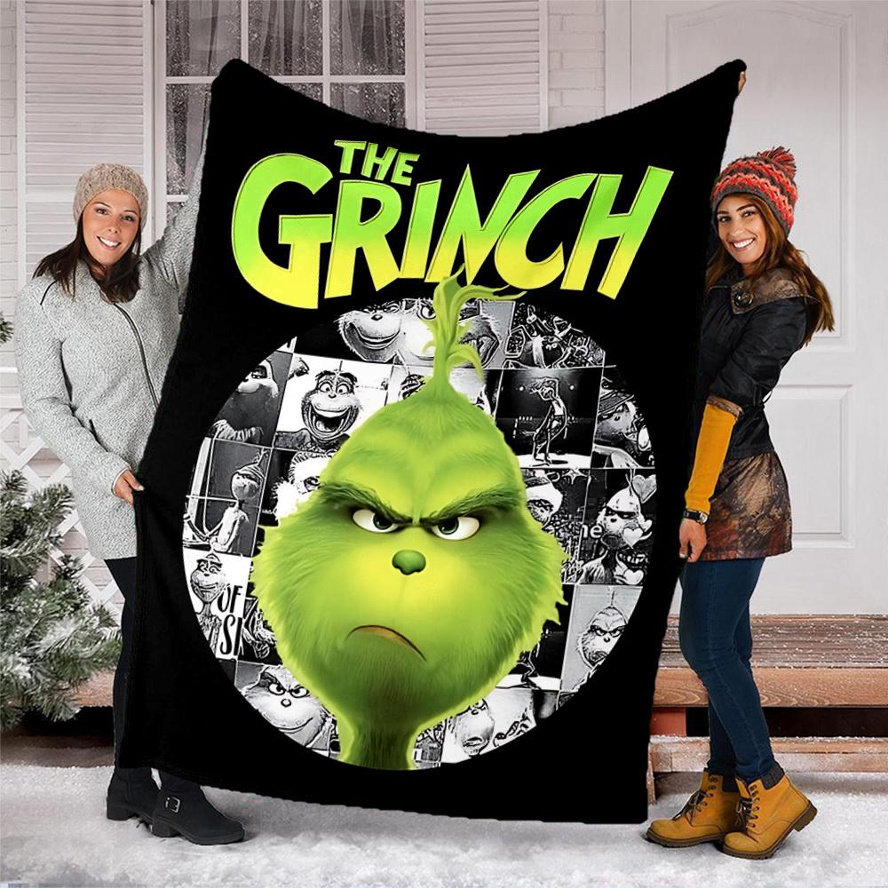 1pc Grinch, Movie Poster Outdoor Flannel Blanket, Lightweight Warm Cozy for Travel Camping Office Soft Polyester Fabric