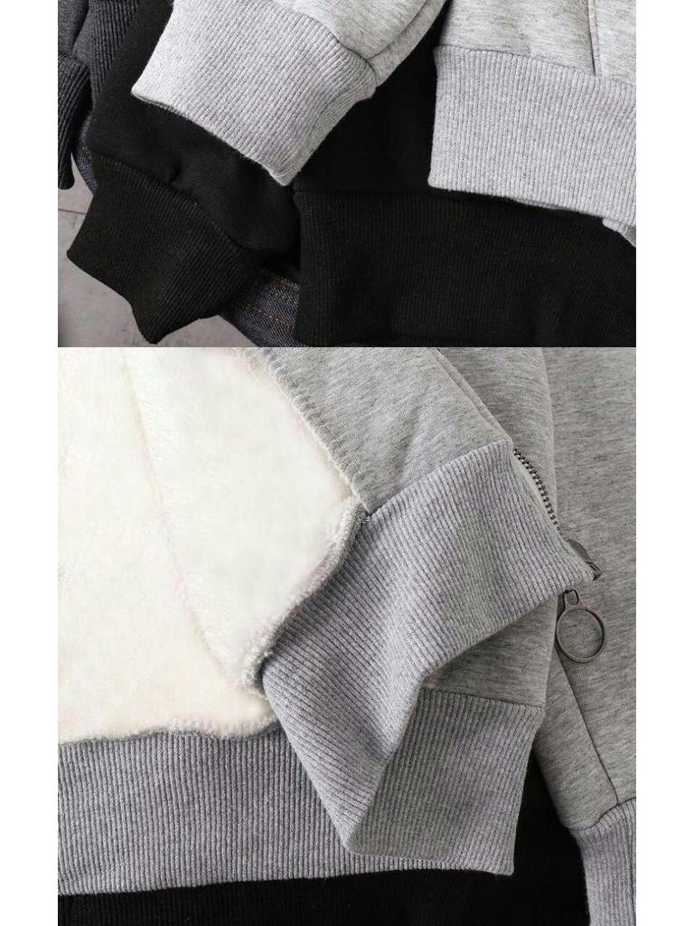 Men's Plus Size Zip-up Hooded Sweatshirt Jacket with Fleece Lining for Autumn/Winter 2024