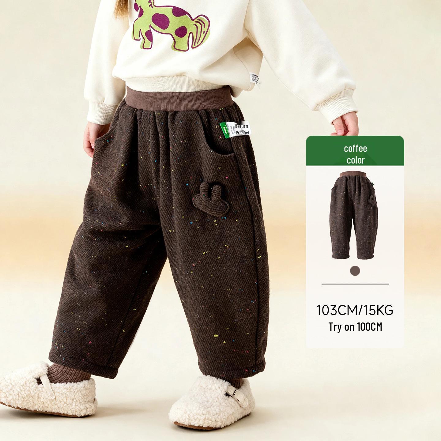 

Тунбэй 2025 Зимние Детские Повседневные Брюки с Двойным Слоем Флисовой Подкладки - Толстые, Теплые, Универсальная Мода. 120 cm